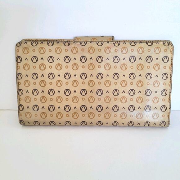 Valentino Vintage Bifold Logo Tan Beige Brown Wallet Large Soft Leather Italian - Picture 2 of 10